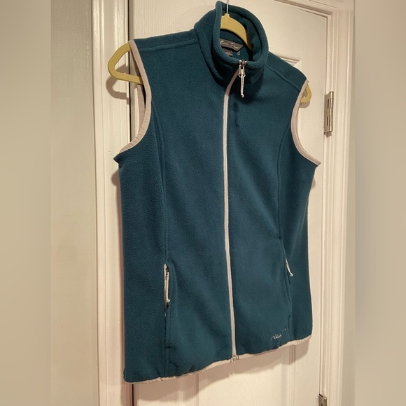 Eddie Bauer Women’s Full Zip Mock Neck Teal Fleece Vest Zip Pockets Size S - Picture 3 of 10